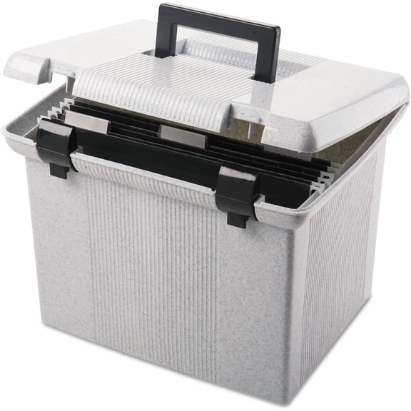 Portable File Box, 11"H x 14" W x 11 1/8" D, Granite (41747)