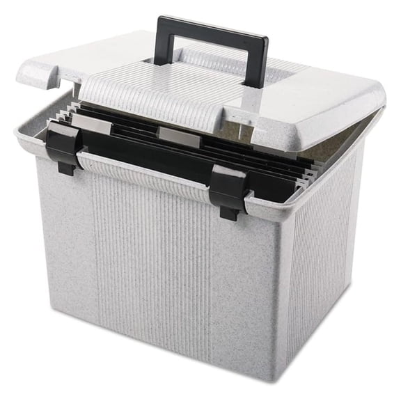 Portable File Box, 11"H x 14" W x 11 1/8" D, Granite (41747)