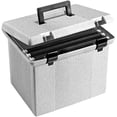 Portable File Box with File Rails, Hinged Lid with Double Latch Closure ...