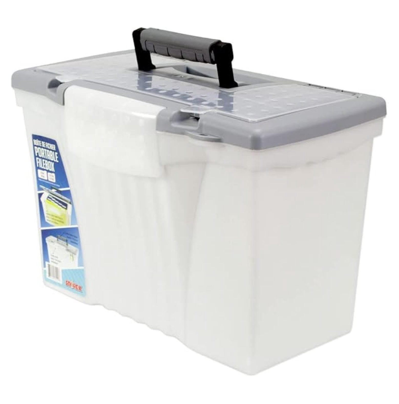 Portable File Box with Organizer Lid Legal/Letter