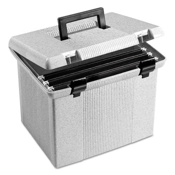 Portable File Boxes, Letter Files, 13.88" X 14" X 11.13", Granite | Bundle of 10 Each