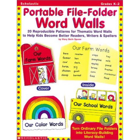 Pre-Owned Portable File-Folder Word Walls : 25 Reproducible Thematic Word Walls to Help Kids Become Better Readers, Writers, and Spellers (Paperback)