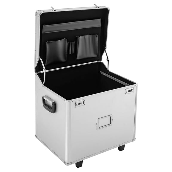 Portable File Organzier Box,Large Capacity Briefcas,Hard Carrying Business Case,Aluminum Alloy File Lock Box w/Lock For Homes, Offices, Hospitals, Hotels, Schools, Shopping Malls, Banks