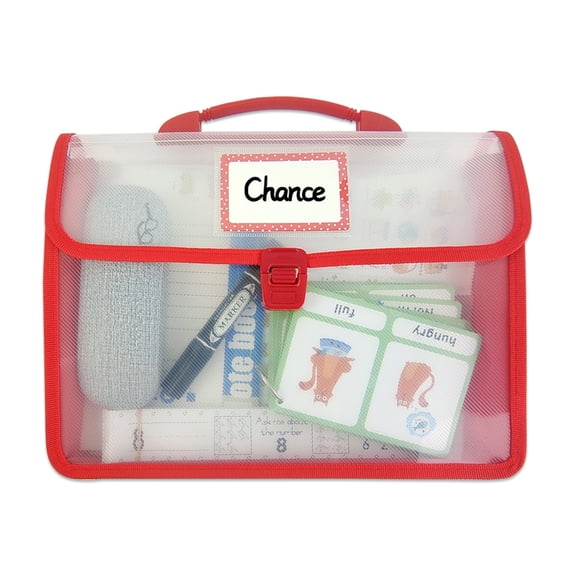 Portable File Storage Bag Clear Label Window Handheld Book Bag 31x5.5x23cm Transparent File Case for Students Teacher