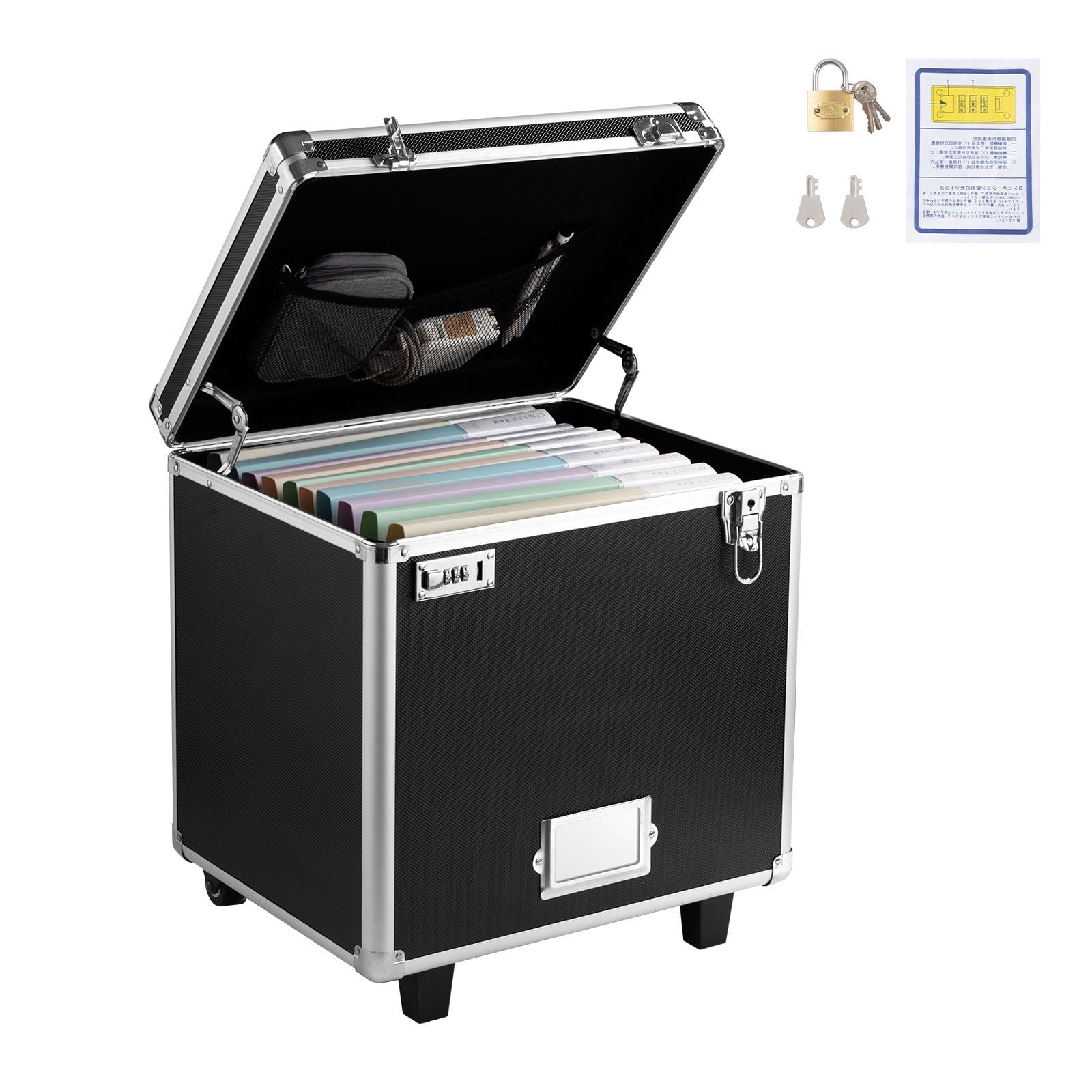 Portable File Storage Box with Lock & Wheels - 15.6x12.6x15 inch ...