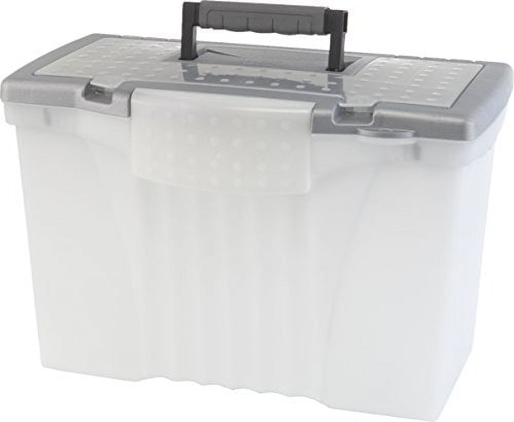 Portable File Storage Box W/organizer Lid, Letter/legal, Clear