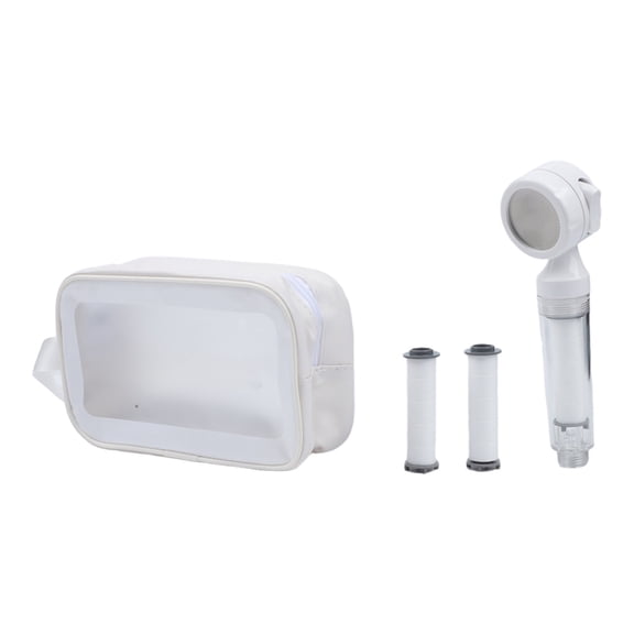 Portable Filtered Shower Head With 2 Cartridges, ABS Softens Hard Water For Travel for Camping Home, White Handheld Sprayer With Storage Bag