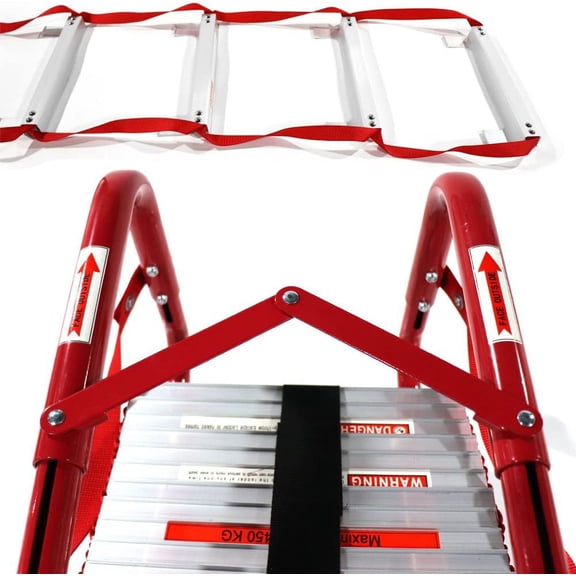 Portable Fire Ladder 2 Story Emergency Escape Ladder 15 Ft with Wide Steps V Center Support