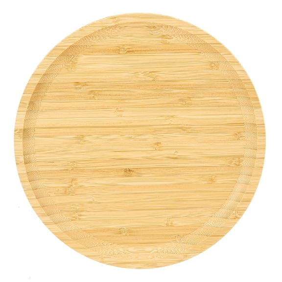 Round Bamboo Tray,Bexikou 9.8inch Natural Bamboo Serving Platter, Bamboo Plant Saucer,Wooden Serving Tray for Breakfast, Dinner, Coffee, Tea, Fruit Platters, Home, Hotel, Restaurant