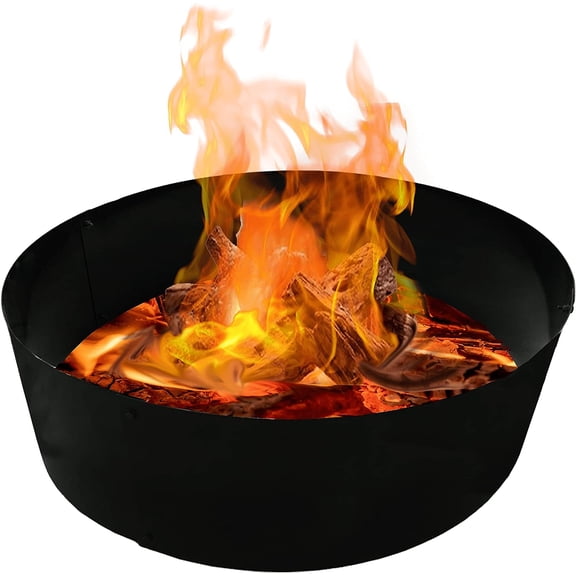 Portable Fire Pit Ring Liner, 48 Inch Diameter 12 Inch Height - No Bottom 2mm Thick Heavy Duty Steel Round Fire Pit Insert for Outdoor Garden Patio Camping Bonfire Black