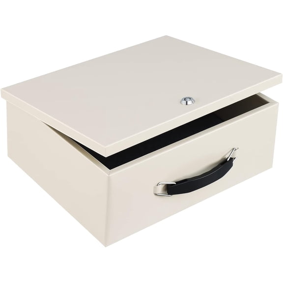 Portable Fire Safe Box with Key Lock, Fire Resistant Metal Lock Box for Documents, Security Strong Storage Box Safety Deposit Box for Home, Outside, Car, XL Large,13.2”x 11”x 5.1''
