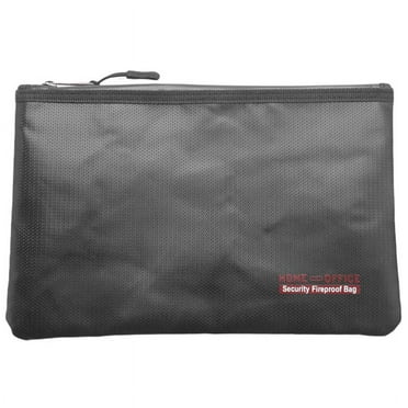 Portable Fireproof Fiberglas Money Deposit Bags, Black