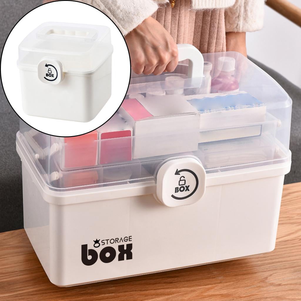 Large Portable First Aid Storage Box Organizer, Single-Tier Container ...