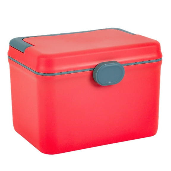 Portable First Aid Kit Plastic Family Essential Medicine Box Double-Layer Medical Kit Large Capacity Emergency Supplies Box Handle First Aid Kit for Home Office Car Interior Outdoor M Red