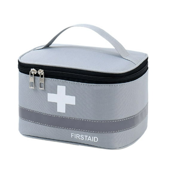 Portable First Aid Kit Reflective Strip Medicine Bag Medical Kit Large Capacity Rescues Pack Oxford Cloth Emergency Supplies Bag Handle First Aid Kit for Home Outdoor Travel Grey Medium