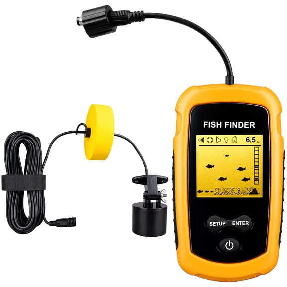 Portable Fish Finder, 328 Feet Water Depth Fish Finder Handheld Sonar Sensor Transducer for Fishing Echo Sounder Gear with LCD Display, Castable Kayak Boat Fishfinder for Ice Fishing Sea Fishing