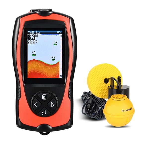 Portable Fish Finder Depth Fish Alarm Wired Fish Detector Echo Sounder Wireless for Fishing ,Clear Depth Display