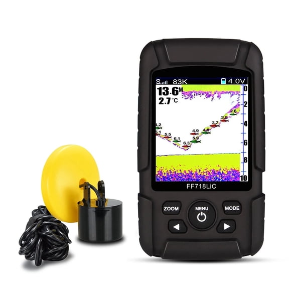 Portable Fish Finder Dual Sonar Frequency 2.8 "Color LCD 200KHz 83KHz 328ft Detection Russian menu ,Essential Tool for Anglers