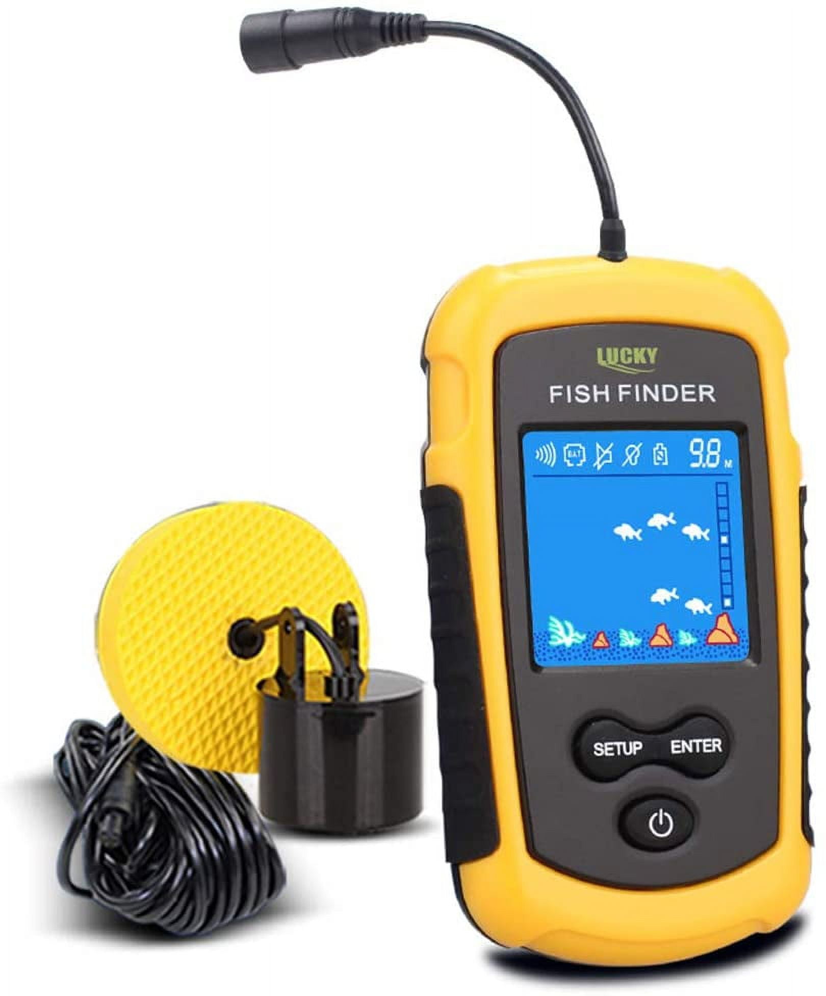 Portable Fish Finder Ice Kayak Fishing Gear Depth Finder with LCD Display and Sonar Transducer