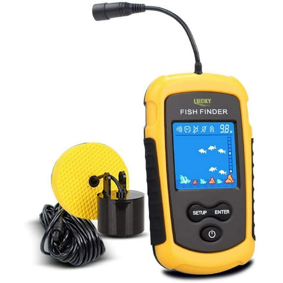 Portable Fish Finder Ice Kayak Fishing Gear Depth Finder with LCD Display and Sonar Transducer