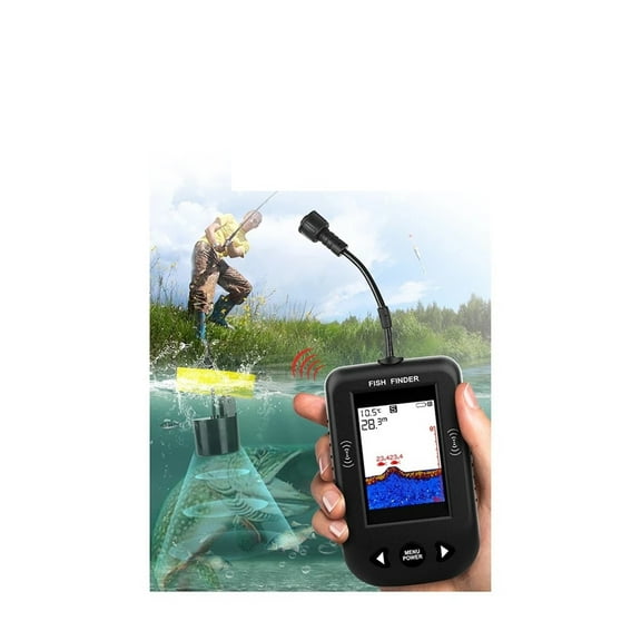 Portable Fish Finder Water Depth Sounder Temperature Fishfinder with Wire Sonar Sensor Transducer ,Clear Depth Display