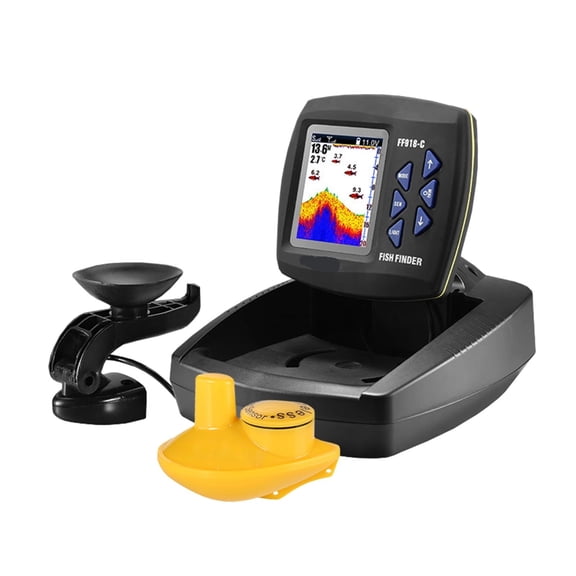 Portable Fish Finder Wireless Sonar Sensor Fishing Depth Finder Locator Fishfinder with Wired Transducer for Boat Fishing Waterproof Underwater Fish Finder