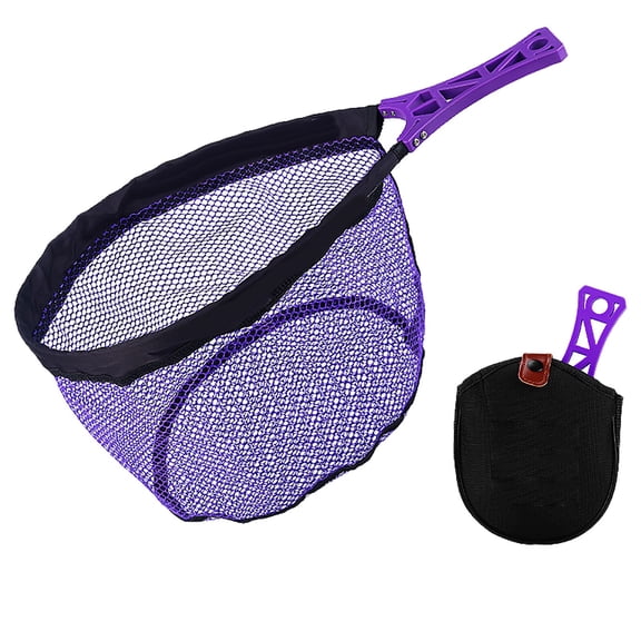 Portable Fishing Catch Net 19.691 x 7.87 Inch Purple, Trout Fish Landing Net with Foldable Non Handle, for River Sea Boat Kayak Outdoor Use, Fishing