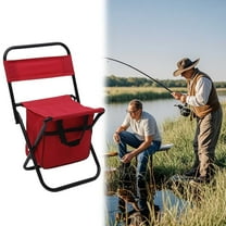 Portable Fishing Chair with Cooler Bag, 23.62*12.2*11.02 Inch Compact Folding Camping Chair with Storage Box Outdoor Camping Beach Chairs Travel Leisure Picnic Seat, Easy to Carry, Fishing Stool