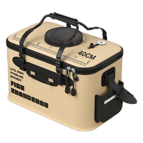 Portable Fishing Container 11. x 7.87 x 7.48 Inch, Collapsible Live Bait Bucket with Inflatable Hole, Fish Transport Box for Traveling Camping and Fishing, Fishing