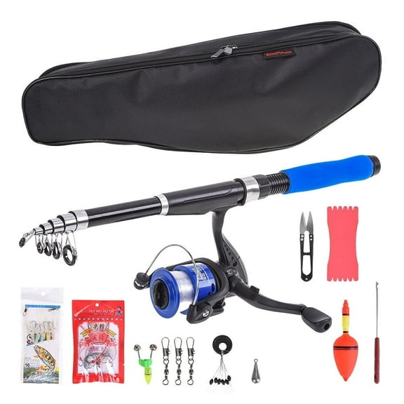 Telescopic Fishing Rod and Reel Combo Kit with Carry Bag - Portable Fishing Pole and Spinning Reel Set