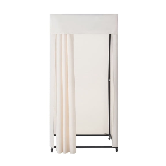 Portable Fitting Room, 39x39x81in Dressing Room with Wheels, Privacy Changing Room for Boutique, Mall, Tailor, Black & Beige