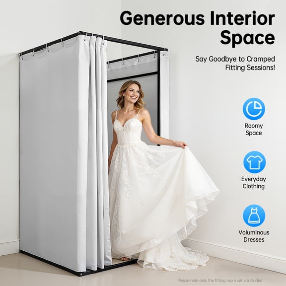 Portable Fitting Room for Clothing Store with Shading Curtain, Foldable Temporary Mobile Changing Room Freestanding Privacy Protection Dressing Room (Grey, 39.37*39.37*78.74in)