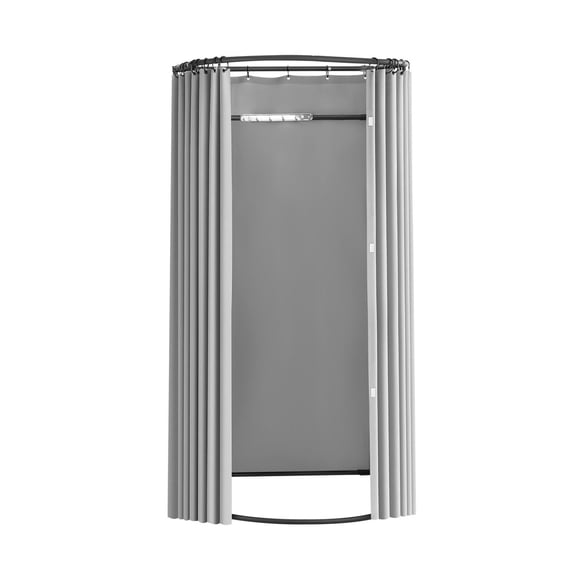 Portable Fitting Room, Dressing Room - Privacy Space with Curtains, Black & Gray-White, 39x37x79in