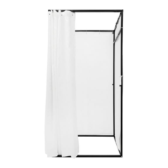 Freestanding Portable Fitting Room,White,Iron & Linen,3 - 4 People Capacity,77lbs Load,Detachable,for Shops/Events