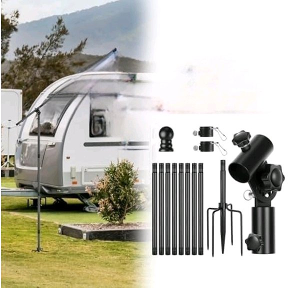 Portable Flag Pole 90 Adjustable Wind-Resistant Beach Flag Pole Kit, Camper Flag Pole, In-Ground Flag Pole for Outside House, RV, Trailer, Camping, Yard Flag Pole with 5 Ground Stakes