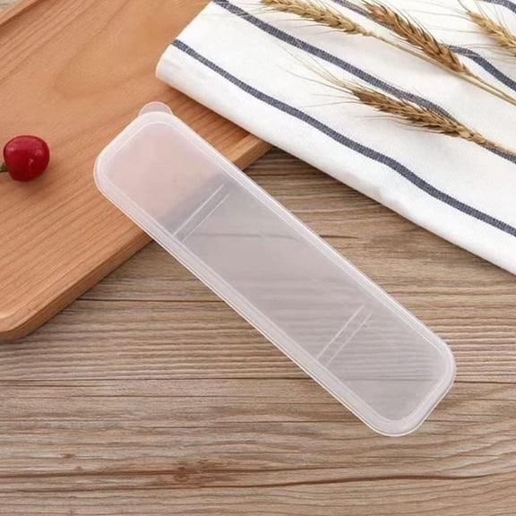 Portable Flatware Box Travel Tableware Storage Case, Simple Tableware Storage Box Case for Cutlery Kit, 9.64 x 2.32 inches (White)
