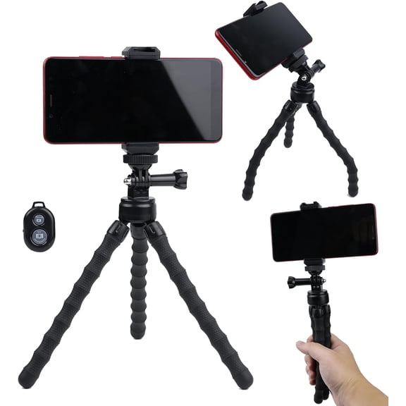 Portable and Flexible Phone Tripod Stand with Wireless Remote, Travle Tripod Compatible with iPhone 17 16 15,Android for Video Recording, Travle, Vlogging Selfie