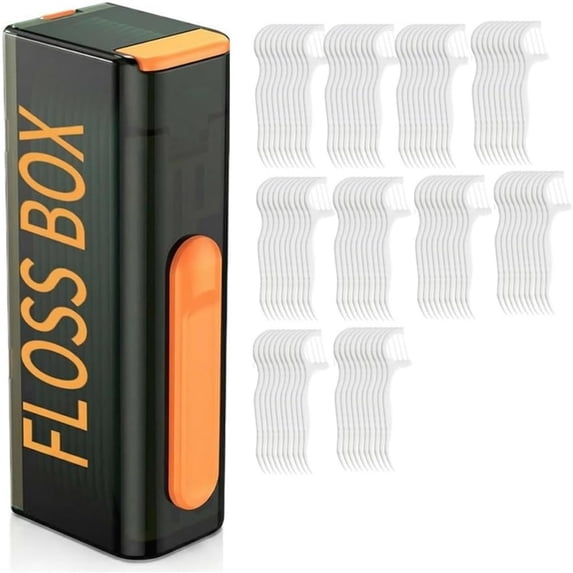 Portable Floss Box with Mirror - Automatic Up-Floss Dispenser, Travel-Ready Floss Organizer for Home, Office & Family Use; Includes Floss