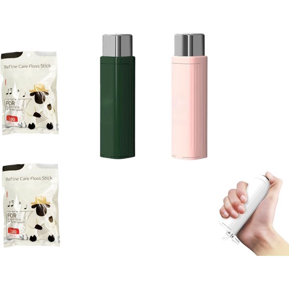 Portable Floss Dispenser with 100 PCS Dental Floss, Dental Floss Picks Case with 100 PCS Refillable, Portable Dispenser, Easy to Use for Dating Travel Family Home Hotels