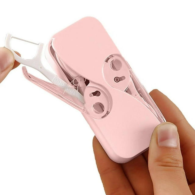 Portable Floss Dispenser with 12 Flosses Popup Automatic Dental Floss Case Reusable Travel