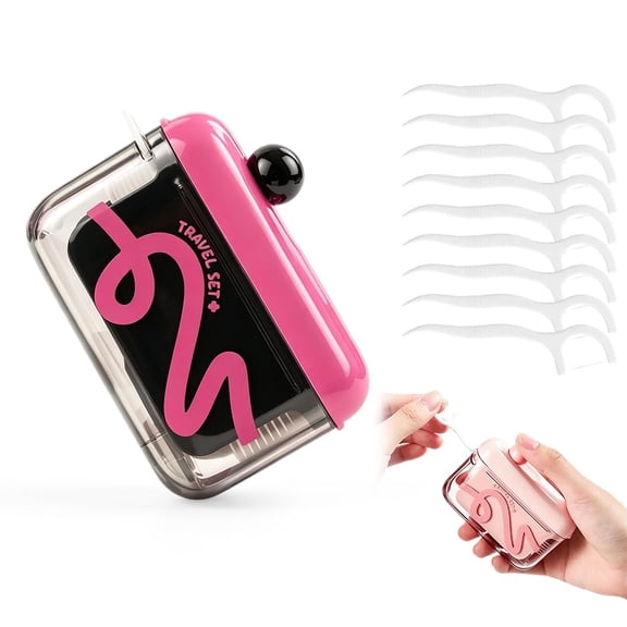 Portable Floss Dispenser Automatic Pop Up Floss Pick Holder with Storage Case for Home and Restaurant Use