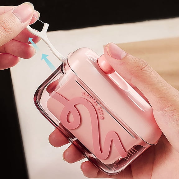 Portable Floss Pick Dispenser One-Touch Flosser Holder Refillable Travel Floss Pick Organizer Case for Home Office and On-the-Go Teeth Cleaning