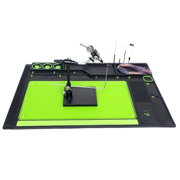 Portable Fly Tying Mat with Magnetic Workspace and Tool Organizer System