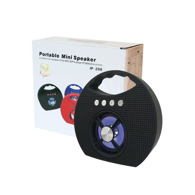 Portable Fm Radio Bluethooth Speaker Music Player With Lights And Handle In Black