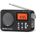 thumbnail image 1 of Portable Am Fm Radio, Compact Personal Radio, Transistor Radio with Loud Speaker, Digital Time Display, Battery Operated or DC USB, Clear Dial, Headphone Jack, Perfect for Indoor, Outdoor Use- Black, 1 of 7