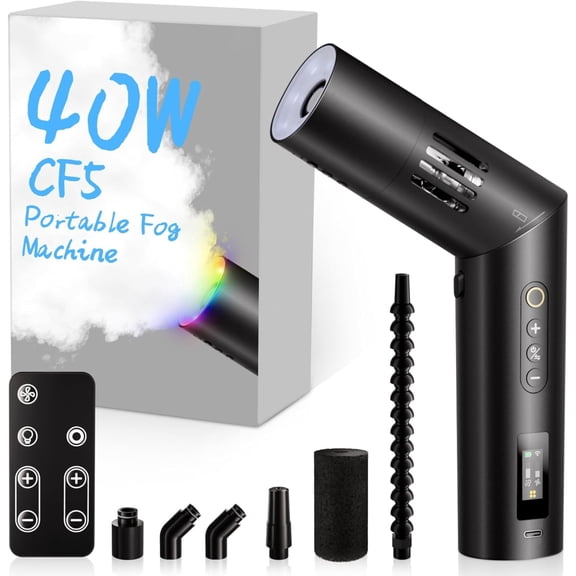 Portable Fog Machine 40W with Remote Control, CF5 Mini Handheld Smoke Machine for Photography, Small Fogger Haze Maker for Indoor Outdoor Halloween Party Cosplay, Rechargeable Fog Machine