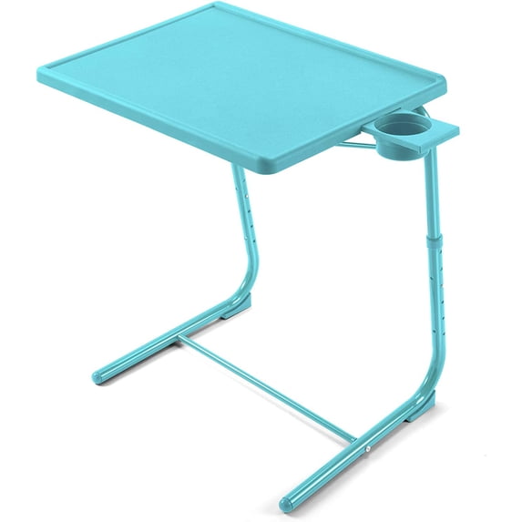 Portable Foldable 6 Height & 3 Tilt Angles Adjustable TV Tray Table TV Dinner Tray Sofa Desk for Home Office,Azure