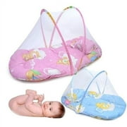 Portable Foldable Baby Kids Infant Bed Dot Zipper Canopy Mosquito Net Tent Crib