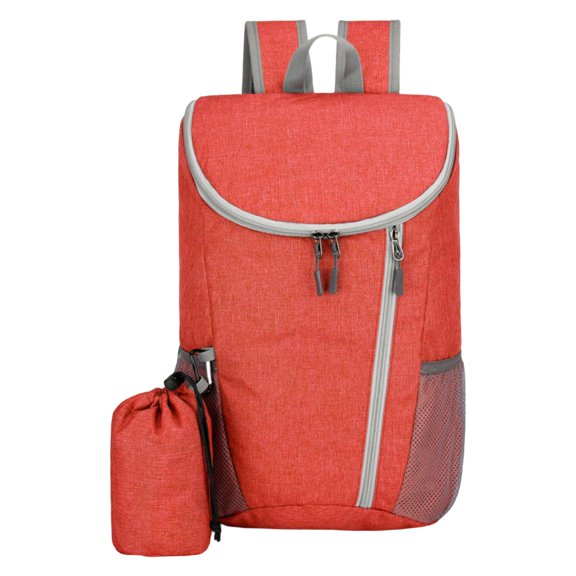 Portable Foldable Backpack, Skateboard Backpack, Folding Mountaineering Bag, Travel Hiking Backpack, Ultralight Outdoor Cycling Rucksack with Bonus Drawstring Storage Pouch for Travel, Orange
