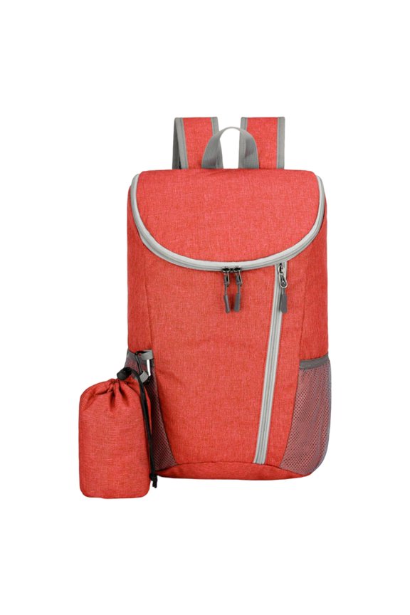 Portable Foldable Backpack, Skateboard Backpack, Folding Mountaineering Bag, Travel Hiking Backpack, Ultralight Outdoor Cycling Rucksack with Bonus Drawstring Storage Pouch for Travel, Orange